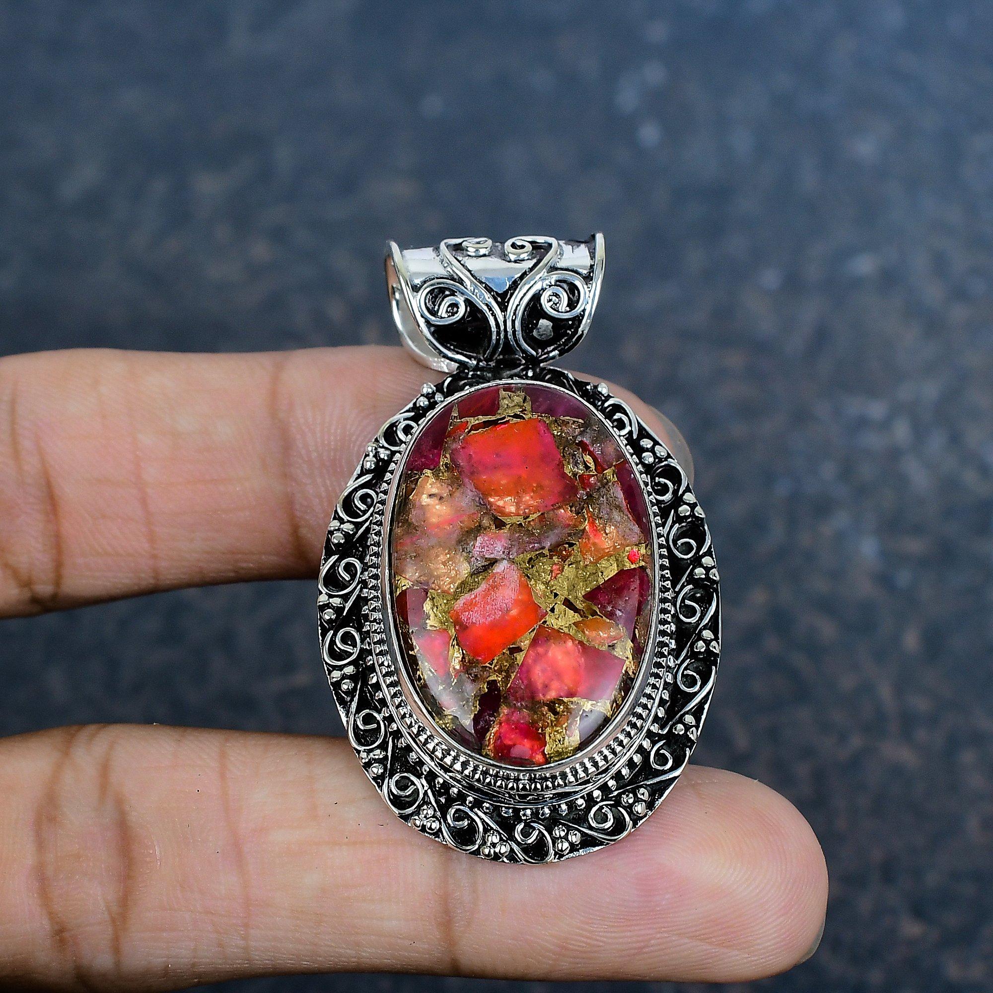 

Медный кулон с колючей устрицей, ручной работы, с драгоценным камнем, кулон из 925 пробы стерлингового серебра, красивые украшения, подарок «Любовь навсегда» 2.04 Inches