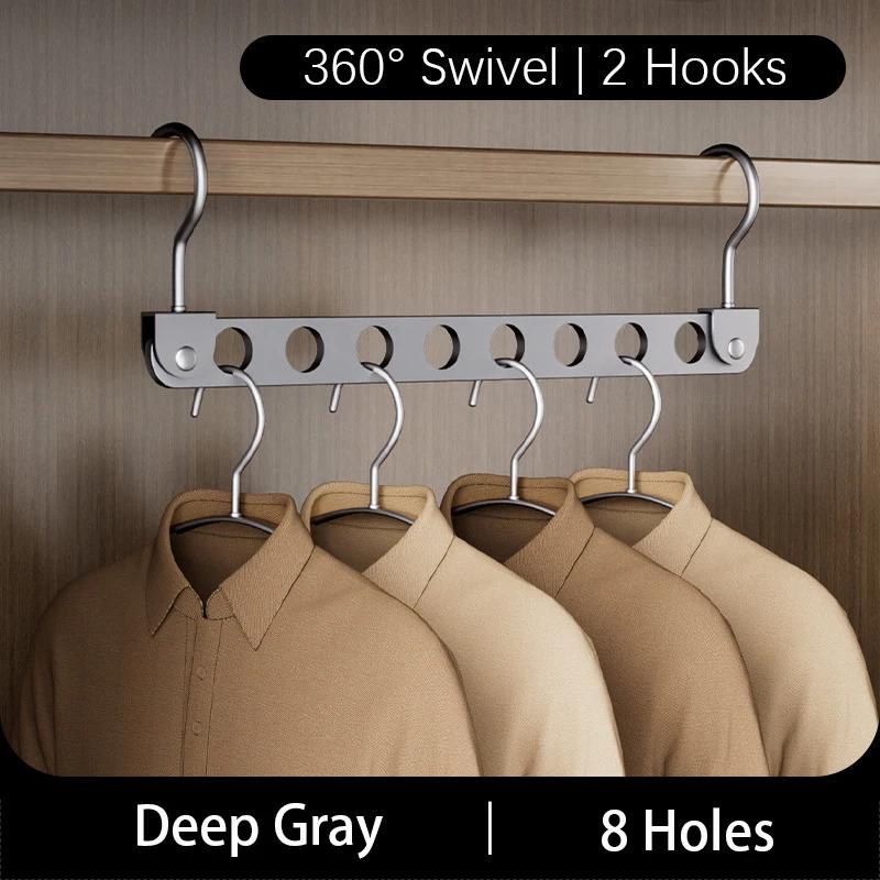 1/2 STÜCK Aluminiumlegierung Faltbarer Kleiderbügel, Organizer-Ständer 6/8 Löcher Drehbar Magische Bügel Garderobenaufbewahrung Platzsparender Ständer