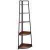 5 Tier Corner Shelf, Tall Corner Bookshelf Plant Rack, Wall Shelves Tower Storage Organizer with Metal Frame & Wooden Shelves, Narrow Display Book