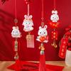 2024 New Year Rabbit Car Pendant Car Mirror Cute Rabbit Decoration Ornament Hanging Valentine's Day Gift Automotive Interior
