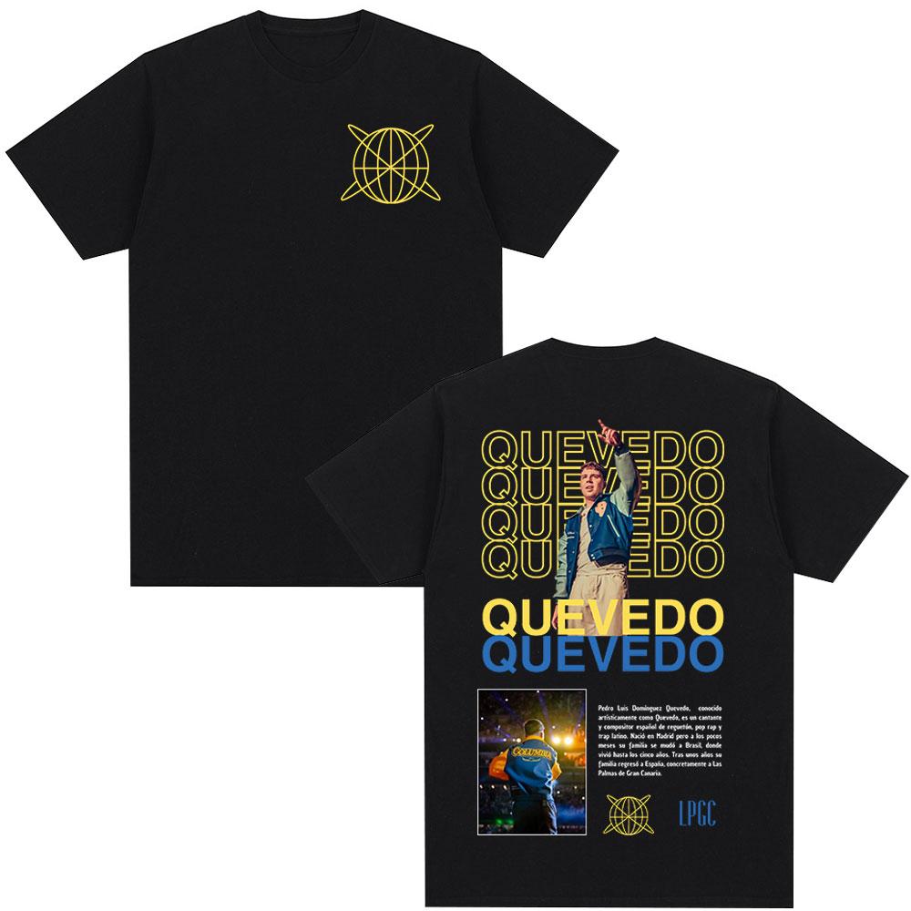 2026 SpringSummer Rap Artist QUEVEDO Good Morning Tour Mens Clothing HipHop Retro Pure Cotton Streetwear L