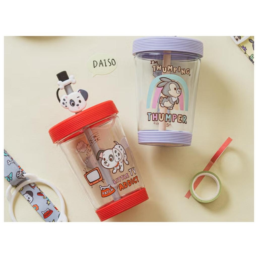 daiso korea Disney Animals Decorative Strap Straw Cup 500ml