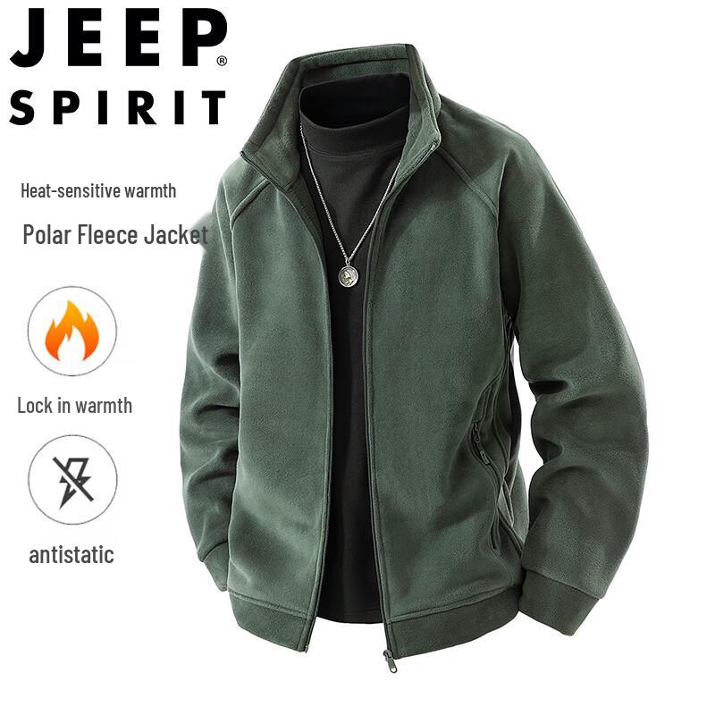 

JEEP SPIRIT Men s Autumn/Winter Windproof Warm Fleece Casual Jacket 5XL