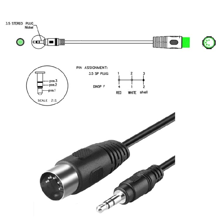 5-Pin DIN Plugs Male to 3.5mm 1/8 inch Male Plugs Stereo Converter Cable