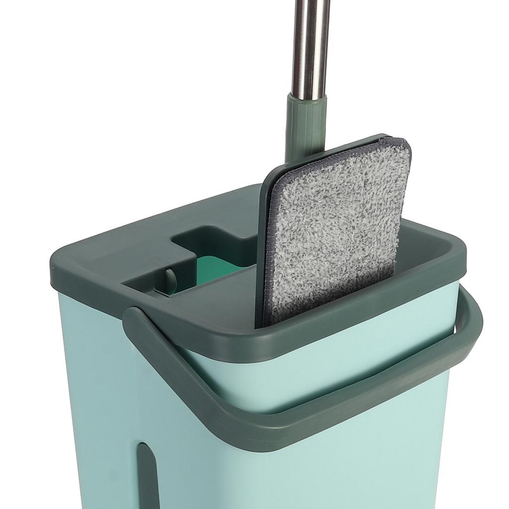 Flacher Mopp Mit 360° Kopf - 6 Mikrofasertücher, Selbstauswringend