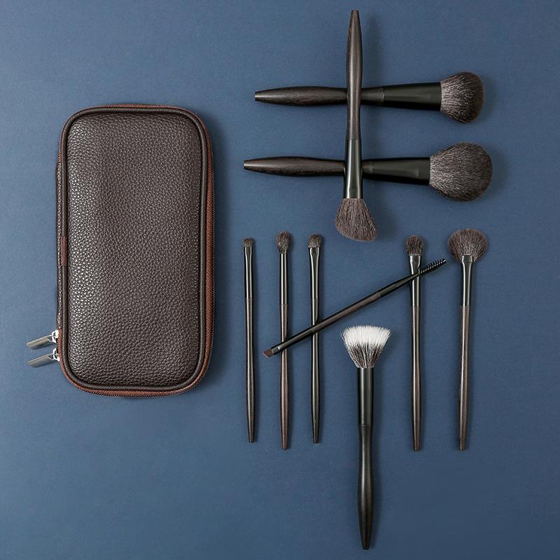 10Pcs Matte Gray Handle Makeup Brush Set Rubber Paint Soft Dense Fiber Face Eye Brushes Professional Elegant Kit