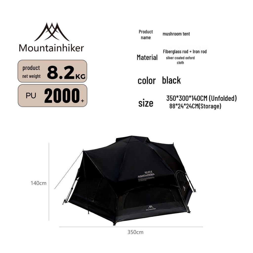 Quick-Open Mountain Mushroom Tent: Spacious, Ventilated, Rain & Sunproof, No-Setup Required for Outdoor Camping