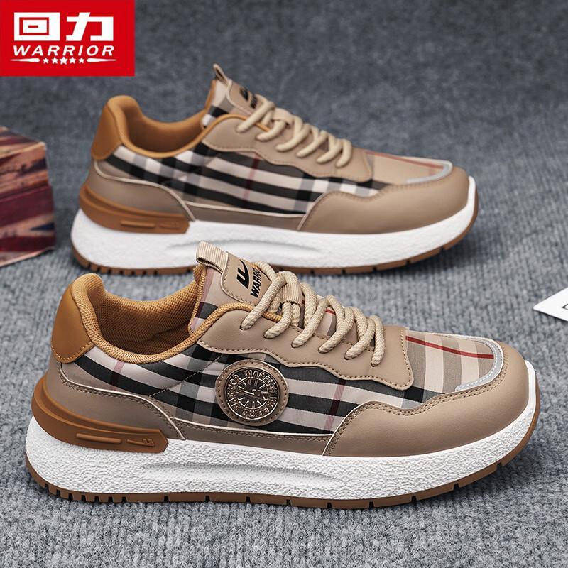 Warrior Men s Thick-Soled Plaid Casual Skate Shoes Q792C 40 коричневый/белый