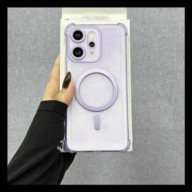 

Чохли для OPPO Find X9 Pro Повітряна подушка Протиударний Магнітний Чохол для бездротової зарядки для Find X9 X9Pro Magsafe Напівпрозорий Чохол для телефону Oppo Find X9 Pro фіолетовий