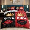 3 Piece Set King Queen Lipprint Pattern Valentine's Day Quilt Set,Including 1 Duvet Cover and 2 Pillowcases(excluding Padding)