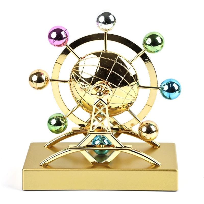 Earth Perpetual Motion Pendulum,Colorful Earth Perpetual Motion Machine Kinetic Art Sculpture Earth Pendulum Desktop Decor Model