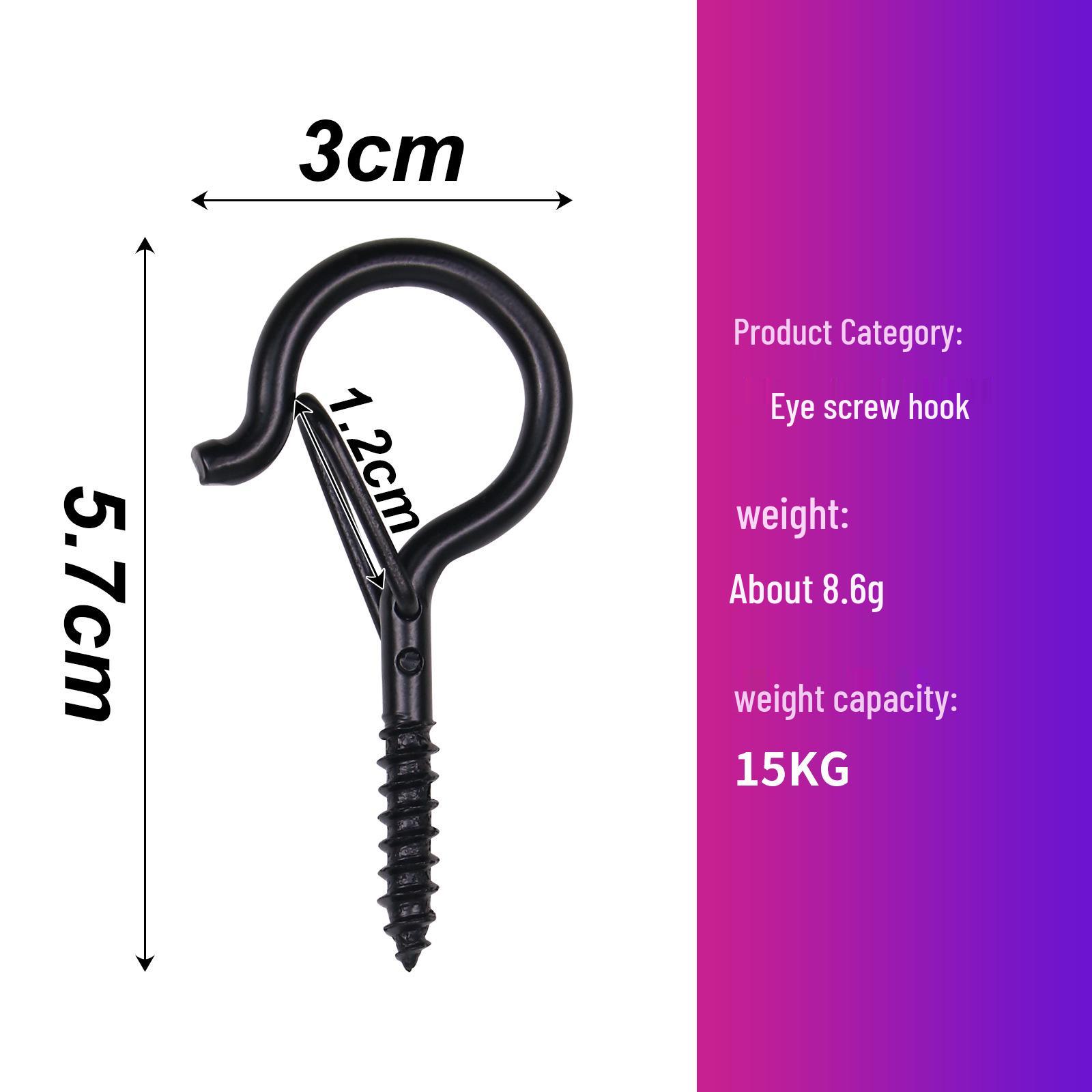 

Q Type Spring Snap Hook with Lock & Windproof Safety Buckle, S-Hook, Black Thread, Metal Eye Screw Hook