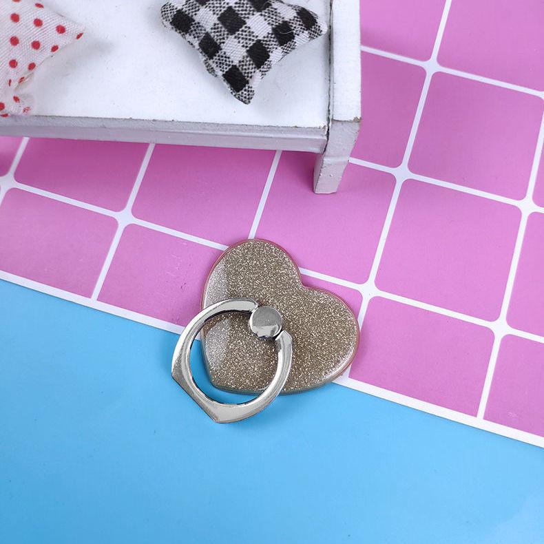 Hebilla de anillo de dedo rosa brillante con amor adhesivo, anticaída y antipérdida, hebilla de soporte universal para teléfono perezoso, pulsera de lentejuelas para hombre y mujer