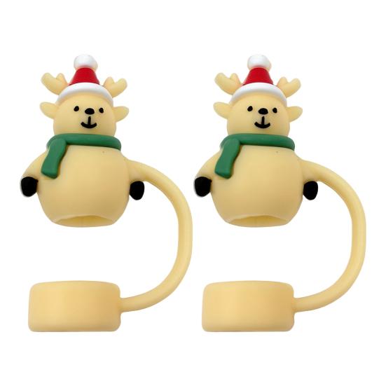 2/5/10Pcs Christmas Straw Cover Cute Ghost Design Silicone Straw Cap Dustproof Splash Proof 10mm Straw Tips Washable Anti-Slip Fit Lids Cup
