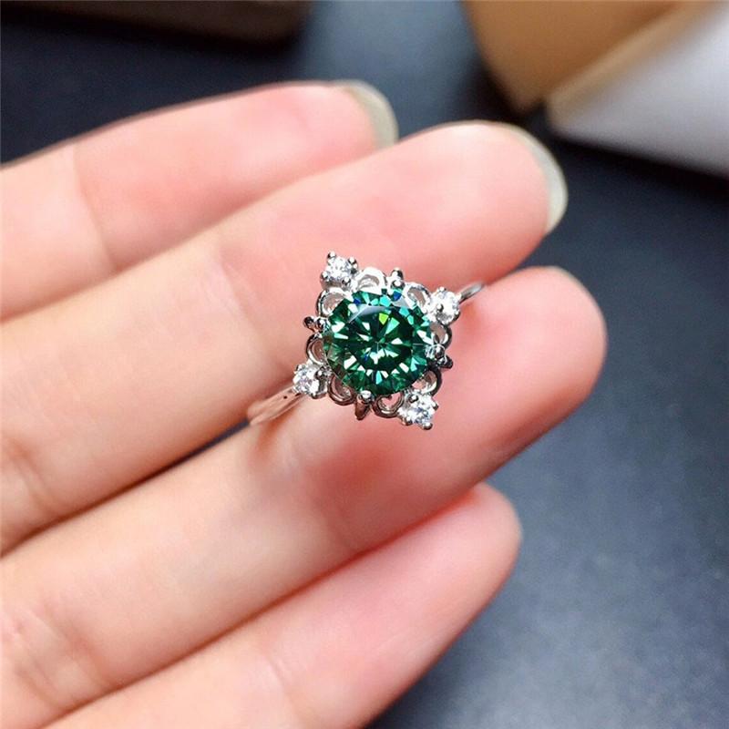 Sterling Wedding Rings for Women Green Cubic Zircon Fashion Elegant Finger Accessories Party Gift New Jewelry
