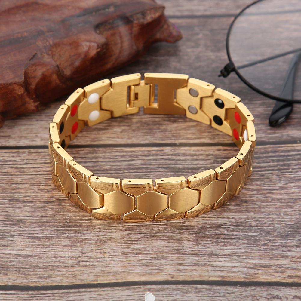Fashionable Jewelry Magnetic Titanium Bio Energy Bangle Men Health Care Bracelet (Gold)