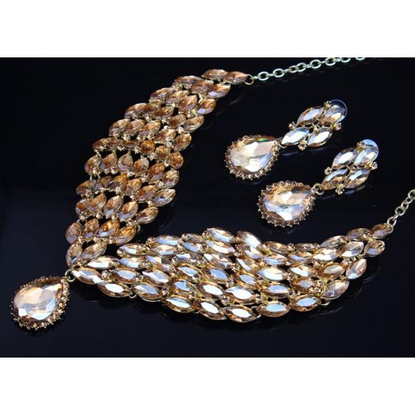 Crystal African Necklace Earrings Set Dress Dinner Bride Exaggerated Women'S Accessories