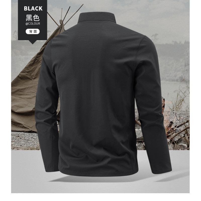 Polo da uomo a maniche lunghe con mezza zip, ad asciugatura rapida, in seta ghiacciata, per fitness e corsa