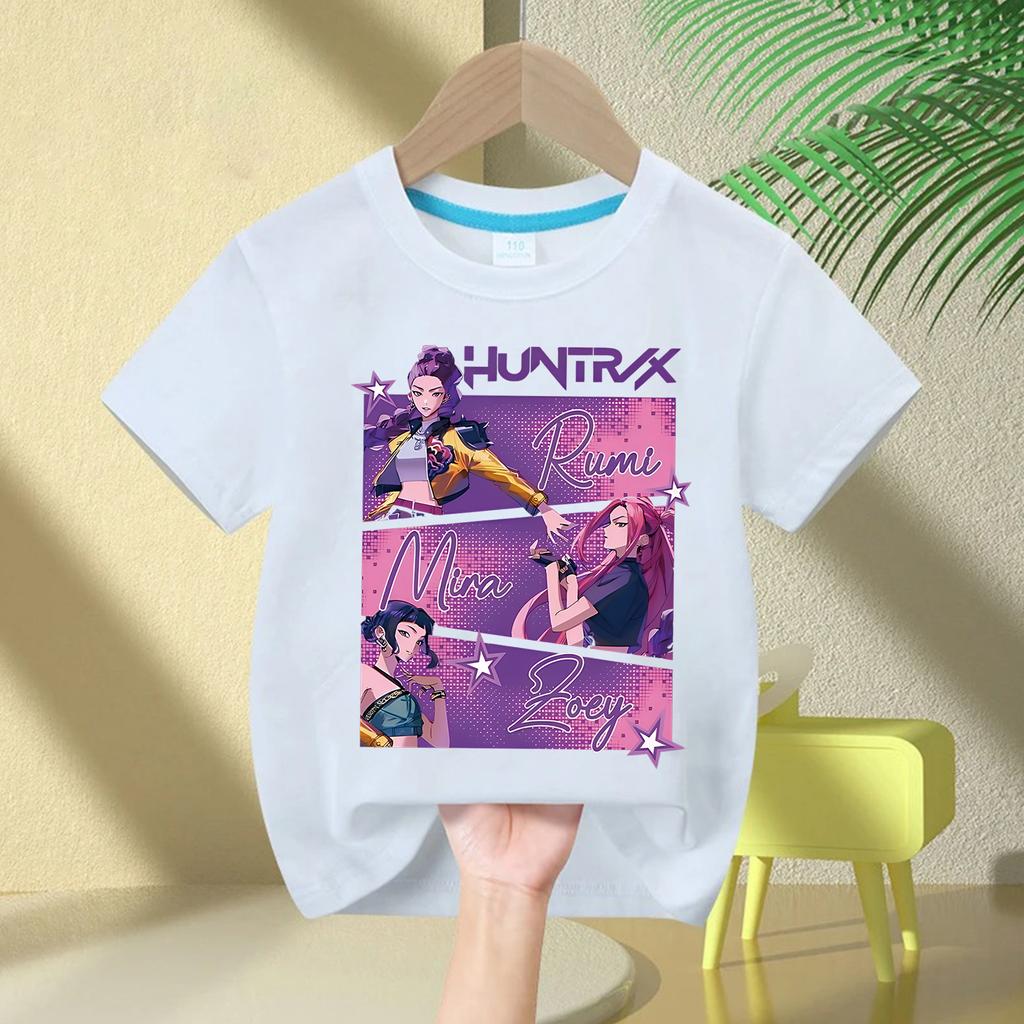 Baby Girl Clothes Crew Neck Cartoon Girls Boys Tee Kids Rumi T-shirt KPop Demon Hunters Print Fashion Casual Tops Casual