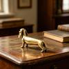 Vintage Brass Dachshund Statue Mini Standing Dog Sculpture Collectible Animal Ornament for Home Office Bookshelf Desktop Decor