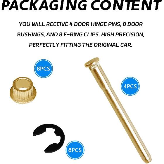 4PCS Door Hinge P and Bushings Kit Car Front Door Hinge Pin, Metal Vehicl