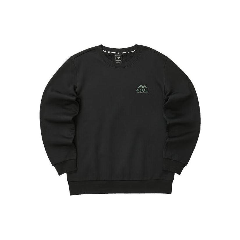 Skechers Sport Lifestyle Series Printed Letter Crewneck Pullover Fleece Sweatshirt Men sweatshirt Carbon-Black L423M083-0018 S