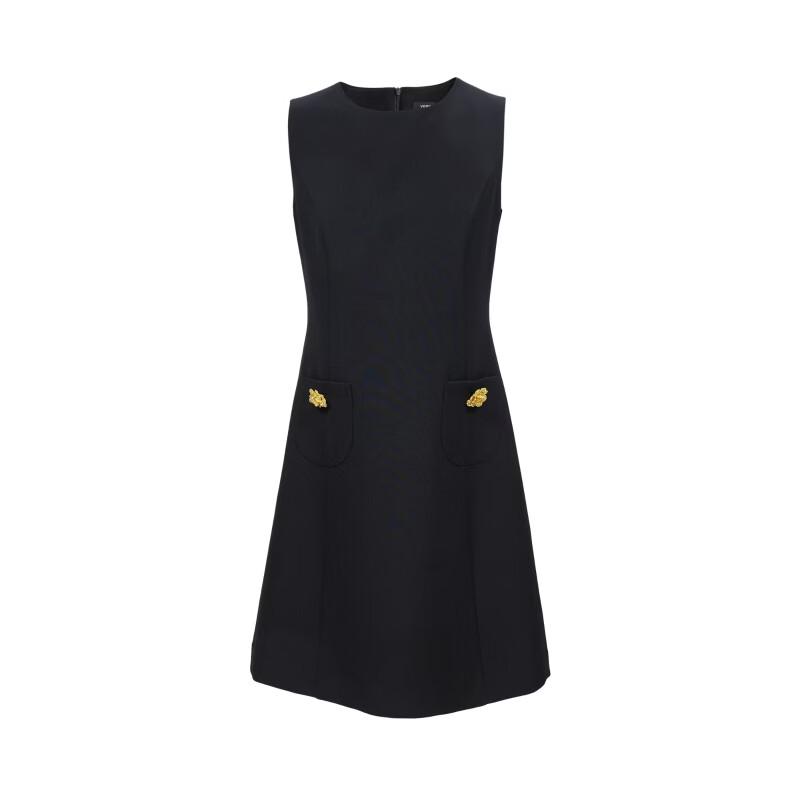 VEROMODA Women's Black Floral Sleeveless A-Line Mini Dress