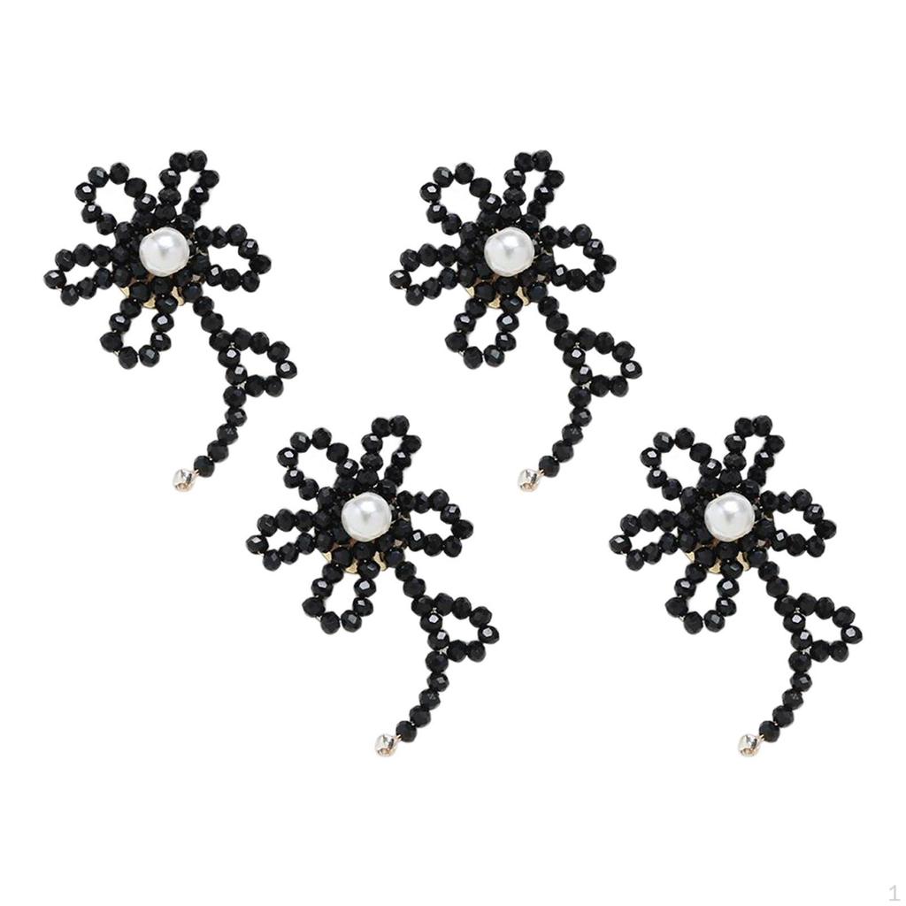 4 Pcs Embroidery Fix Decorative Embellishments Sewing Sparkling Flower Appliques for Clothing Dress