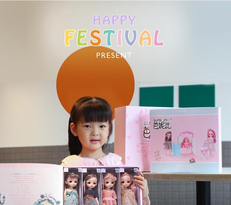 24cm Dress-Up BJD Girl Doll Toy - Mother & Baby Doll Clothes Gift Set