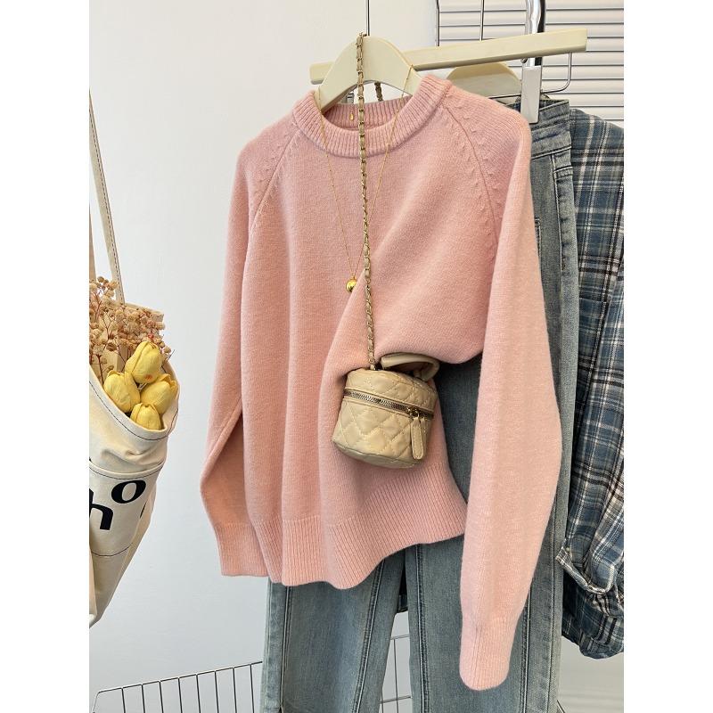 

Женский пуловер, утолщенный, мягкий, восковой, омолаживающий, универсальный, верхняя одежда, вязаный свитер, база average size розовый