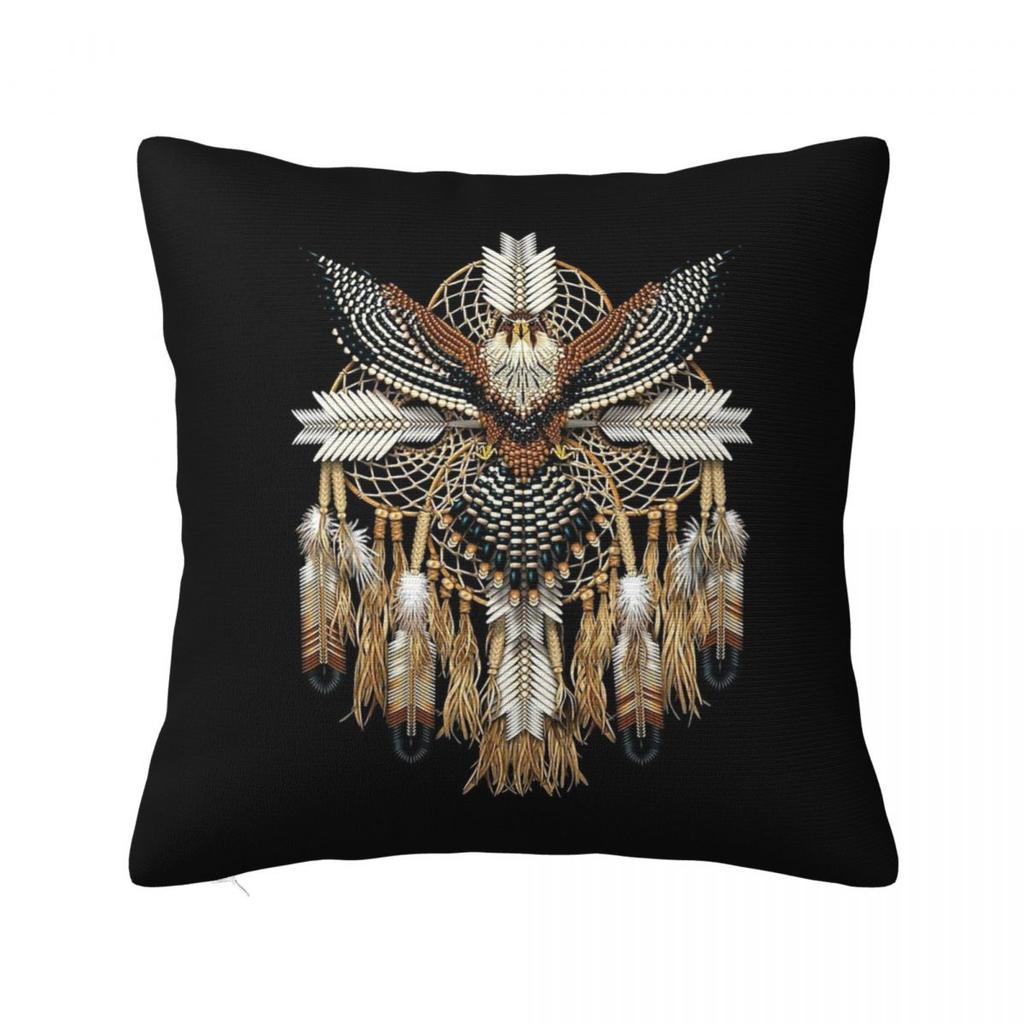 Native American Beadwork Owl Mandala Square Pillowcase Cushion Cover Pillow Case Throw Pillow Cover for Home Bedroom Car