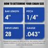 5 pieces of 4-inch mini chainsaw chains, suitable for Stihl GTA 26, replacement 4-inch chains for cordless electric portable mini chainsaws,