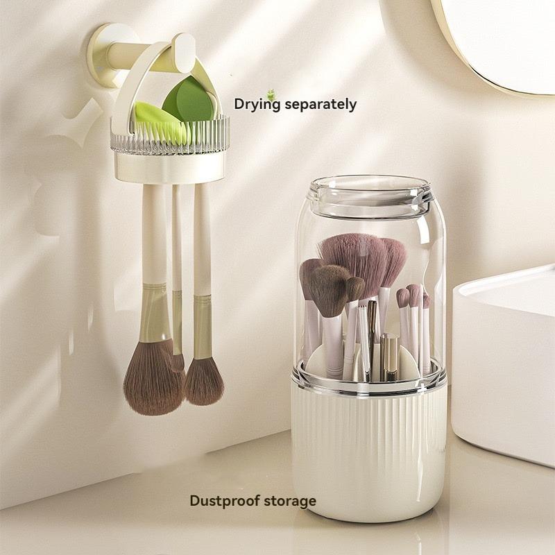 360 Rotating Makeup Brush Organizer Washable Drying Vanity Storage Box for Brushes Eyeshadow Lipstick Dustproof