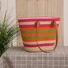 French Striped Straw Tote Bag - Large Capacity for Travel, Vacation, Beach, and Casual Commutes