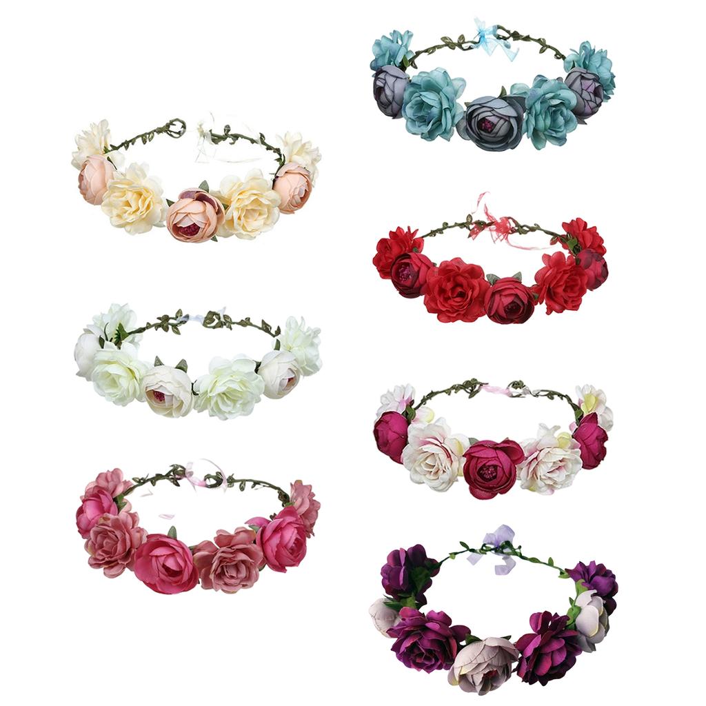 Wedding Bridal Hair Wreath Lightweight Flower Maternity Headband Multifunctional Rose Leaves Hair Wreath Party Hair Accessories