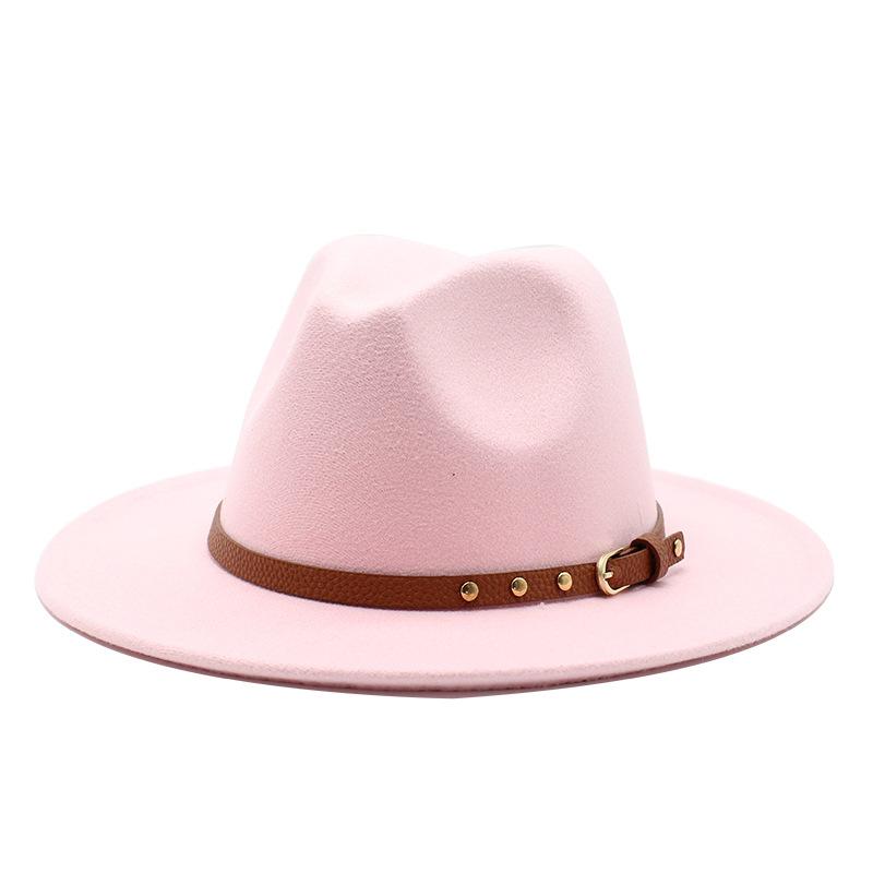 British jazz top hat autumn and winter new woolen hat for men and women simple felt big eaves hat trendy flat edge hat