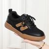 Chaussures à Semelles Épaisses en Éponge Chaussures Simples pour Femmes Printemps et Automne Mode Polyvalente Légère à Lacets Chaussures de Sport Décontractées