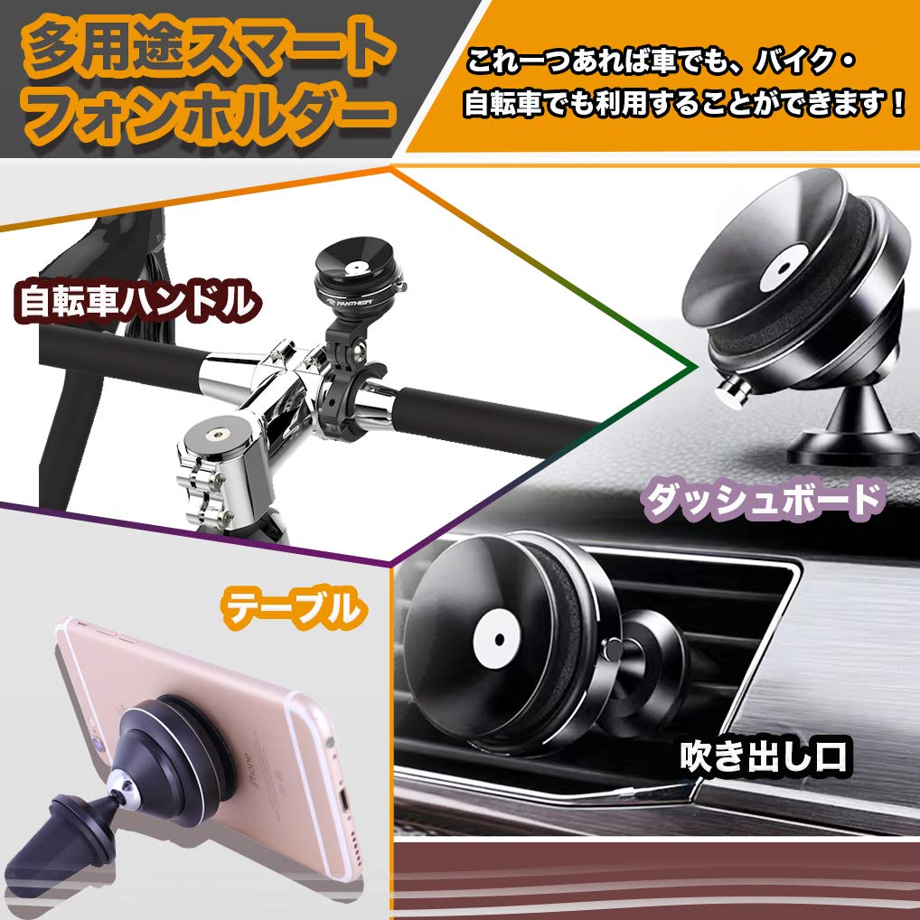 PANTHER Made in Japan Bicycle Smartphone Holder for Motorcycles and Smartphone Phone Made of Silicone and Strong Easy Installation and Strong Free