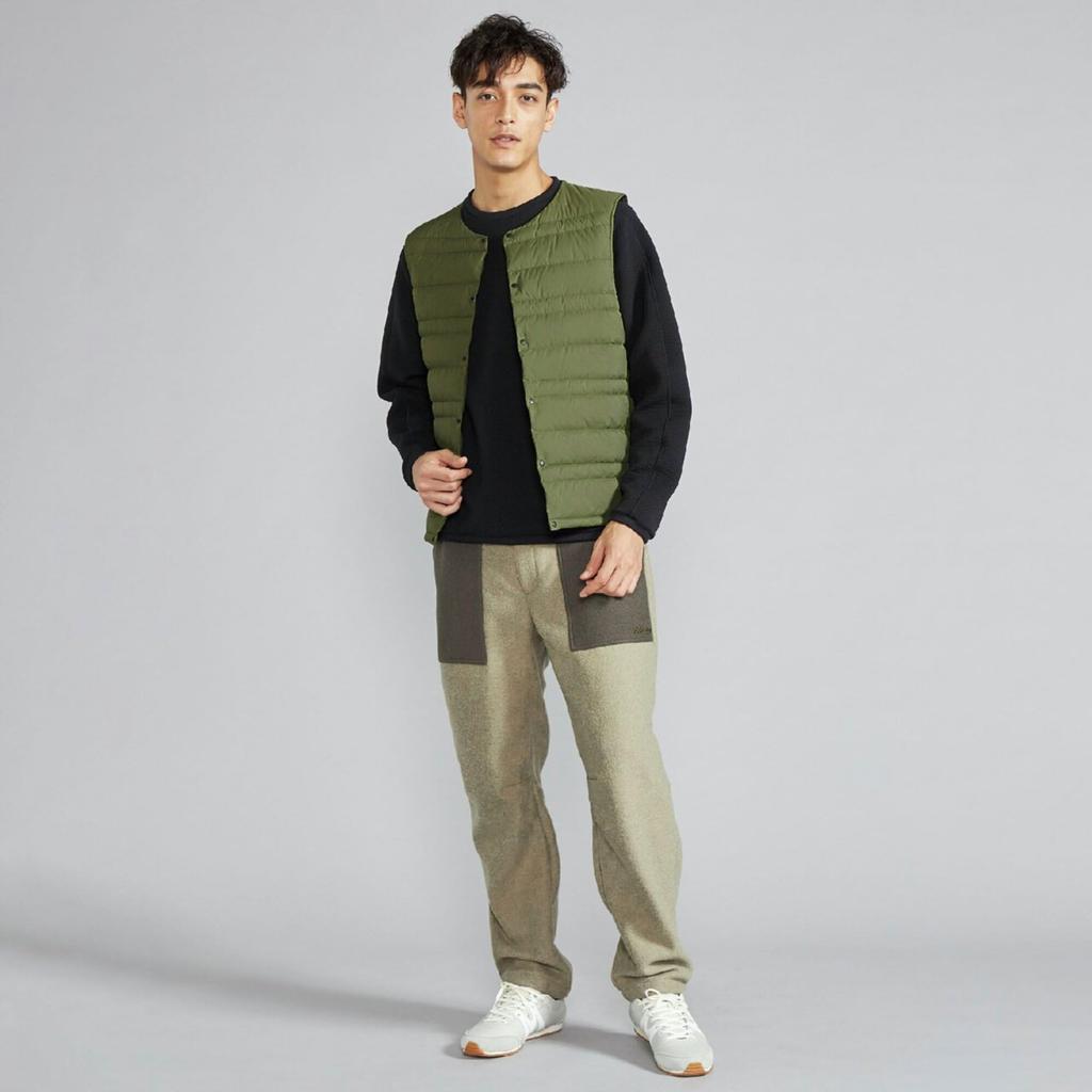 Mizuno Breath Thermo Compact Down Outdoor Sphagnum B2MEB551 Vest, Heat-Generating Material, Men's Jacket, Green,