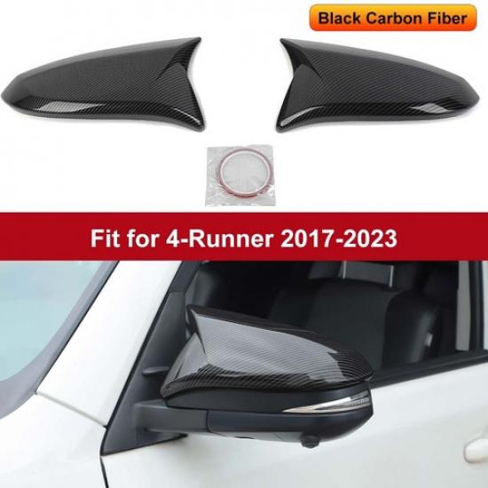 Carbon Fiber Horn Wing Style Door Mirrors Cover Trim for 4runner 14+ Accessories