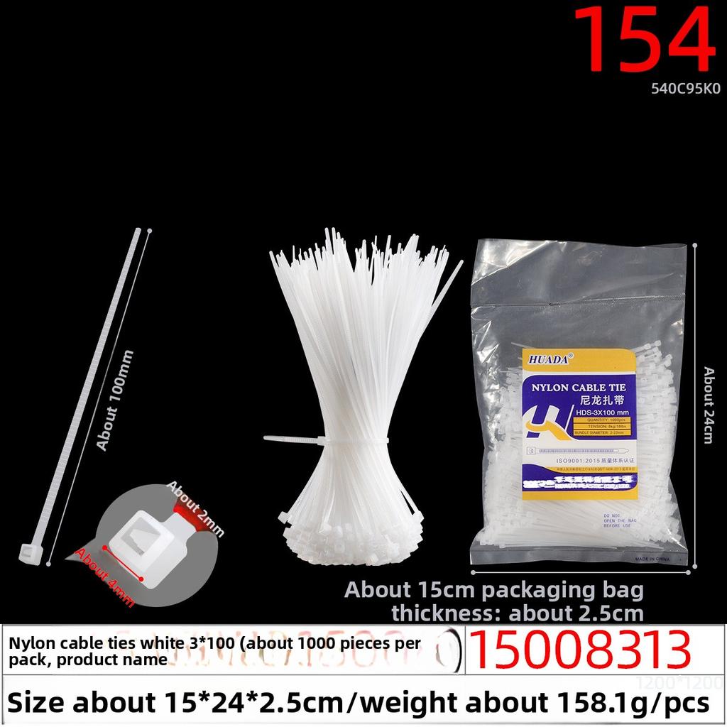 Large White Nylon Cable Ties of 4*150*4*200*5*250*3*60*3*80