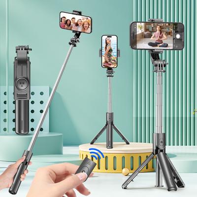 Tripé Bastão de Selfie com Controle Remoto Bluetooth Destacável, Rotação 360°, Haste Extensível, Opção de Luz de Preenchimento, para Celular Android