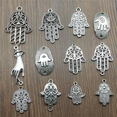 10pcs Charms Hamsa Hand Antique Silver Color Hamsa Hand Charms Pendants For Bracelets Lufthansa Hand Charms Wholesale