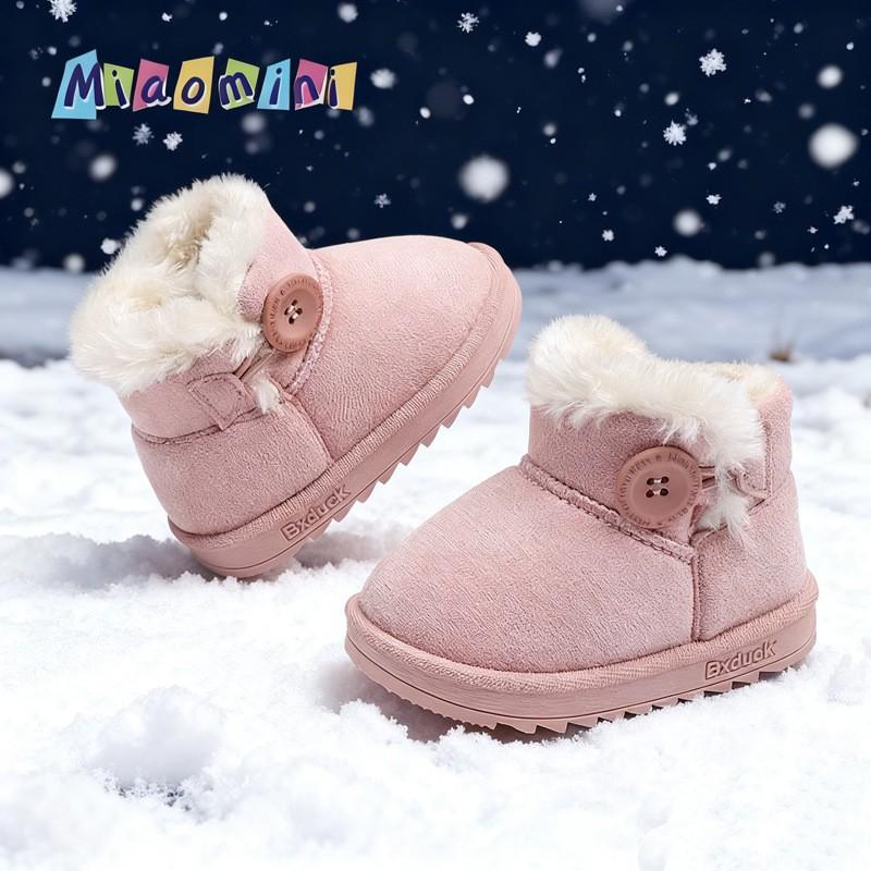 Kids Winter Snow Boots Toddlers Boys Girls Warm Lined Soft Sole Non-Slip Cotton Ankle Age 1-6 Years