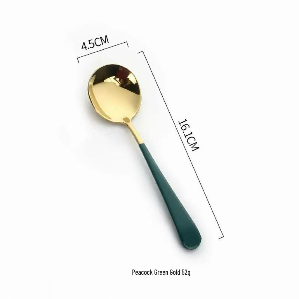 304 Stainless Steel Round Spoon - Coffee, Dessert, Children's Soup, Teaspoon, Household Tableware, Internet Celebrity Round Head Spoon.
