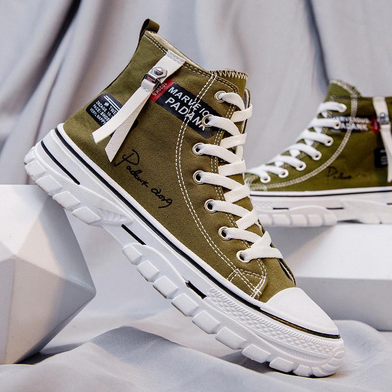 2025 Autumn Men's High-Top Canvas Shoes - Trendy Korean Style Casual Footwear for Students