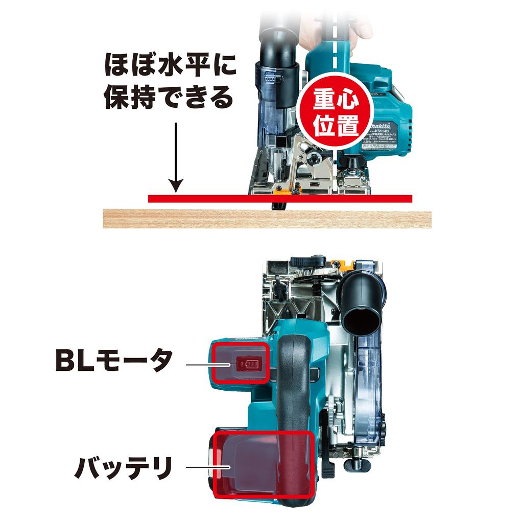 Makita 125mm Rechargeable Circular Saw 18V6Ah KS514DRGX with 2 and Case Dust-proof Batteries, Charger,