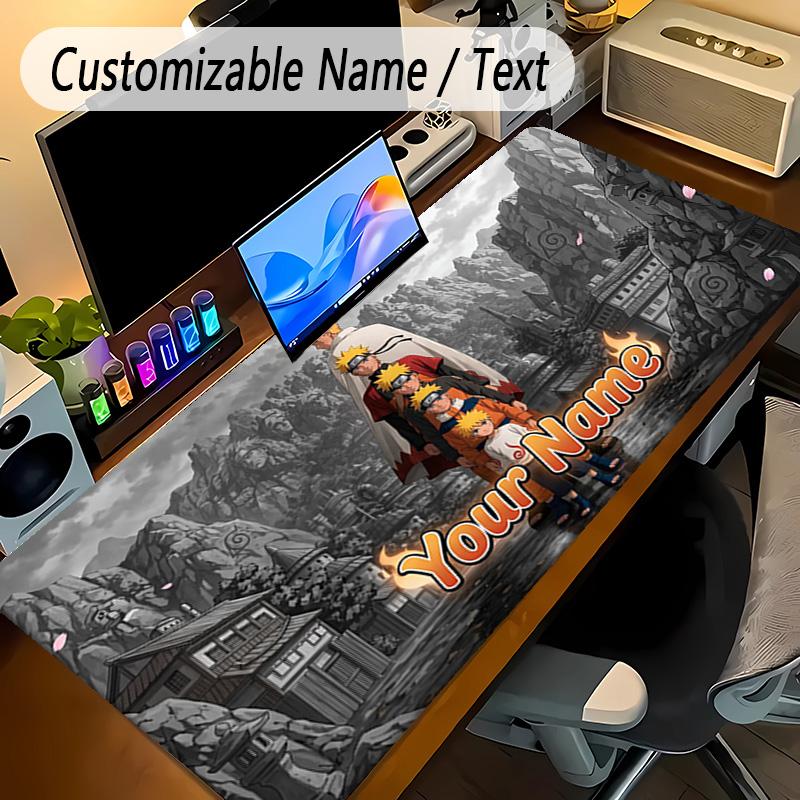 Large Mouse PadNaruto Custom Name Text Personalized Desk Mat Non Slip Gaming Pad