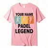 Personalised Your Name The Padel Legend Cotton TShirt for Padel Fans Tennis Player Silhouette Sports Casual Printed Unisex Tops