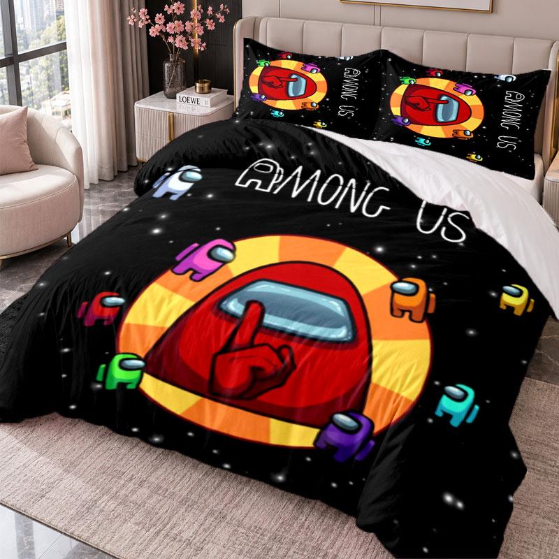 Among Us 3Pcs Bedding Set Duvet Cover With Two Pillowcases For Bedroom Home Decoration